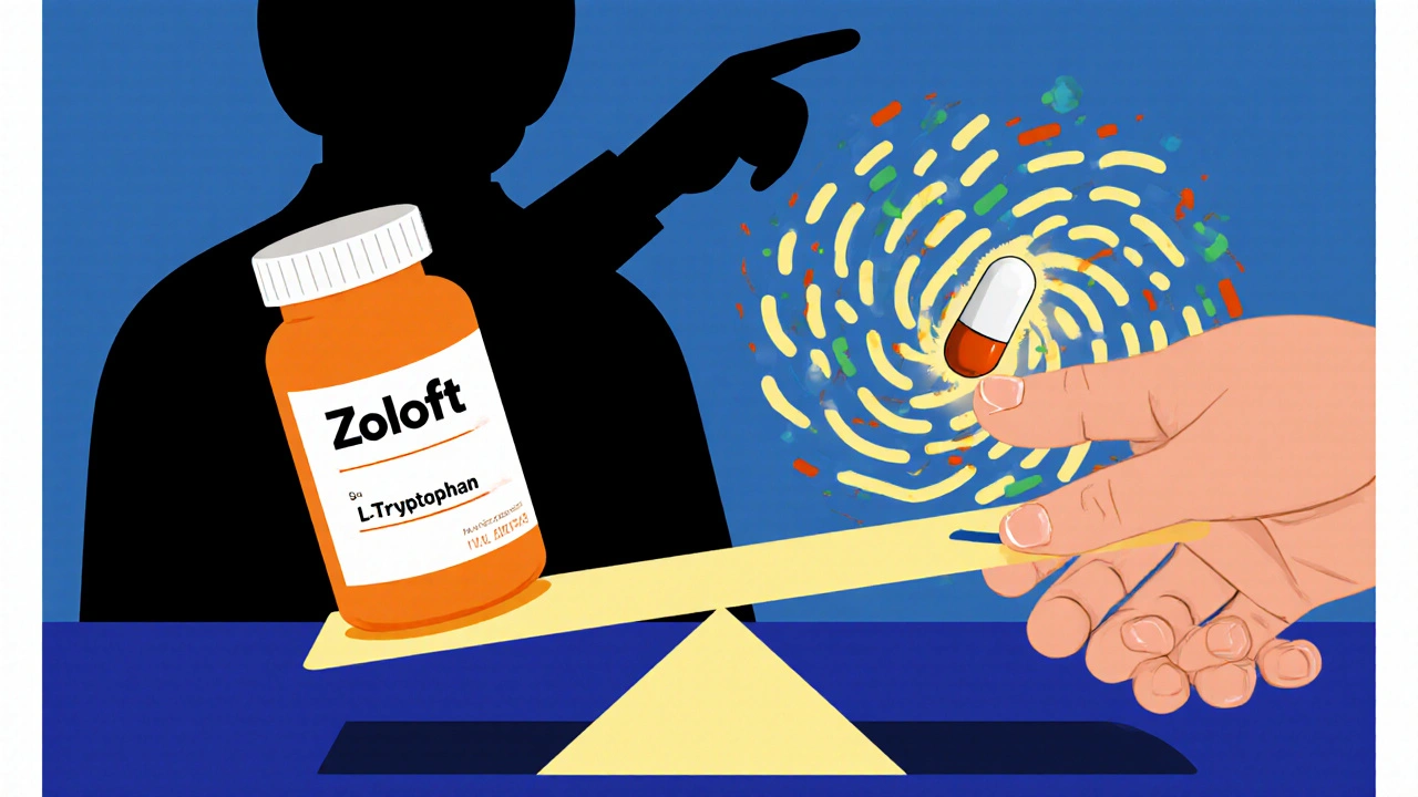 A scale tipping violently as a supplement capsule falls into a vortex of neurotransmitters