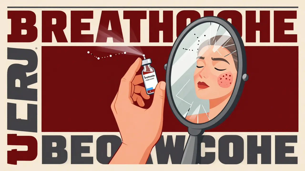 Hand holding tretinoin vial beside a healed mirror reflection, with laser and microneedling dots forming a constellation.